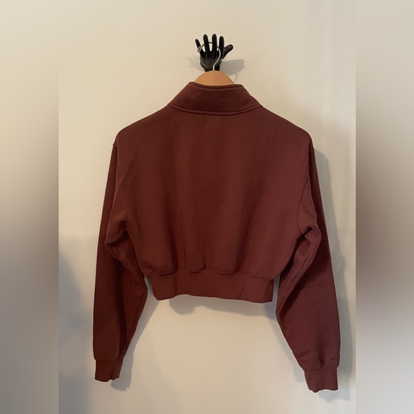 🔴SOLD~NWOT Brown crop sweat shirt. Zip neck, long sleeve. Ardene - Picture 5 of 6